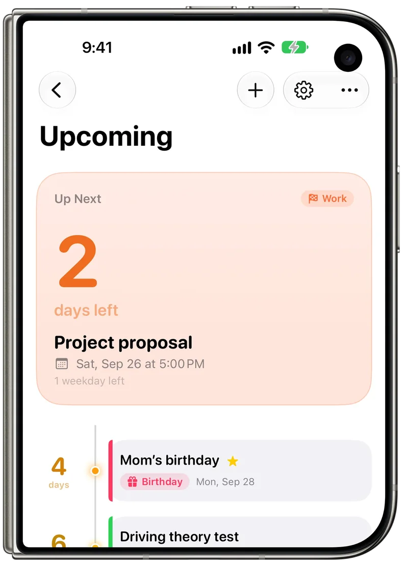 Countdown timeline on the iPhone Duo outer display